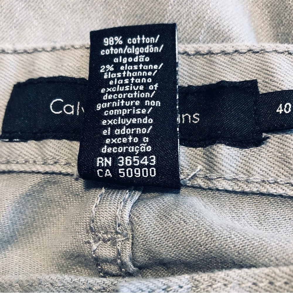 Mens 40/32 Calvin Klein Grey Textured Straight Leg Chinos Jeans Pants NWOT - Picture 12 of 15
